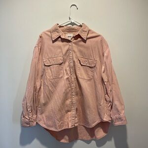 Aerie Button-Up Lightweight Light Pink Jacket Shirt Size Medium